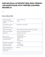 NUR 265 EXAM #3 NEWEST 2025-2026 VERSION  | 150 QUESTUIONS WITH VERIFIED ANSWERS  GRADED A+