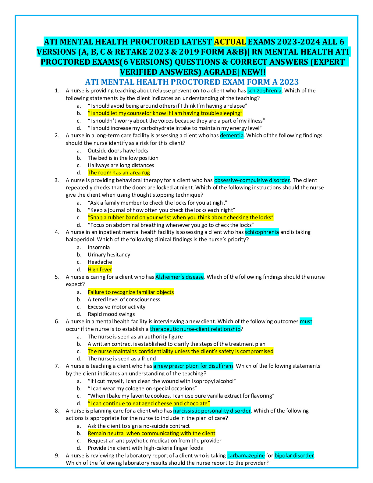 Ati Mental Health Proctored Exam 2025: Essential Tips