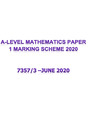 AQA A-level Mathematics 7357-3 JUNE 2020 MARKING SCHEME