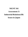 MGNT 341: Key Employent /Industrial Relations Issues & Recommendations