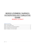 BIOD331 / NURS231 PATHOPHYSIOLOGY CUMULATIVE EXAMS MODULE 6, 7, 8, 9 and 10