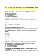 NJ HEALTH AND ACCIDENT INSURANCE ACTUAL EXAM QUESTIONS AND 100% CORRECT ANSWERS / NEW JERSEY 2025