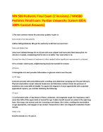 MN 580 Pediatric Final Exam (2 Versions) / MN580 Pediatric Final Exam: Purdue University