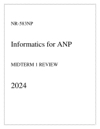 Chamberlain - NR-573NP Informatics for ANP - Midterm 1 Review 2024
