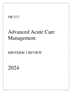 Chamberlain - NR-572 Advanced Acute Care Management - Midterm 1 Review 2024