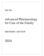 Chamberlain - NR-566 Advanced Pharmacology for the Care of the Family - Midterm 1 Review 2024.