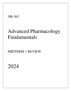 Chamberlain - NR-565 Advanced Pharmacology Fundamentals - Midterm 1 Review 2024