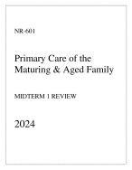 Chamberlain - NR-601 Primary Care of the Maturing & Aged Family - Midterm 1 Review 2024.