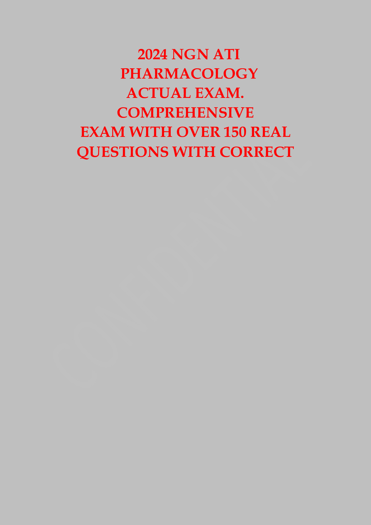 ATI PHARMACOLOGY 2019 PROCTORED EXAM STUDY GUIDE 2023 UPDATED VERSION ...