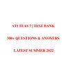 ATI TEAS 7 EXAMS 2022| MATH, ENGLISH, SCIENCE| VERIFIED SOLUTION