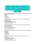 CJE Benchmark Exam 2 Questions and Answers - Nursing Clinical Judgment Verified Complete Solutions