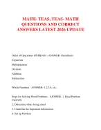 MATH- TEAS, TEAS- MATH  QUESTIONS AND CORRECT  ANSWERS LATEST 2026 UPDATE