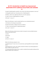 QI 101: Introduction to Health Care Improvement  QUESTIONS WITH COMPLETE SOLUTIONS 2025 GRADED  A+