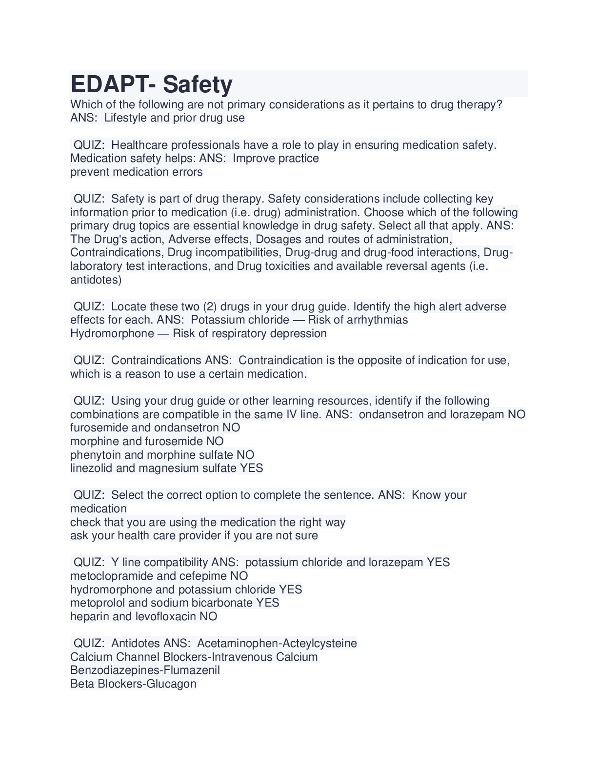 EDAPT- Safety 100% graded +