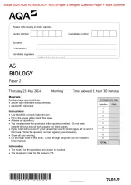 Actual 2024 AQA AS BIOLOGY 7401/2 Paper 2 Merged Question Paper + Mark Scheme