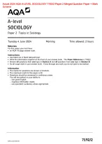 Actual 2024 AQA A-LEVEL SOCIOLOGY 7192/2 Paper 2 Topics in Sociology Merged Question Paper + Mark Sc...