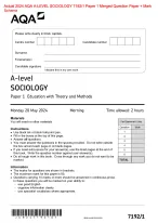 Actual 2024 AQA A-LEVEL SOCIOLOGY 7192/1 Paper 1 Education with Theory and Methods Merged Question P...
