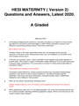 HESI MATERNITY ( Version 2) Questions and Answers New Latest 2020/2021