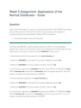 MATH 225N MATH Week 5 Assignment: Applications of the Normal Distribution - Excel