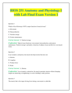 BIOS 251 Anatomy and Physiology I with Lab Final Exam Version 1 - DocMerit