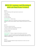 BIOS 251 Anatomy and Physiology I with Lab Final Exam Version 2 - DocMerit
