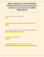 BMW ASSOCIATE AND MEMBERS  TESTS| Questions & correct Answers |  Grade A (100 out of 100) Verified