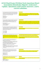 ACLS Final Exam (Written Test) American Heart Association Standards Aligned | 2026/2027 Update |Q&A