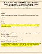 NURS 5315/ NURS5315 actual Final Exam – Advanced  Pathophysiology Guide | UTA  | Latest 2026/2027