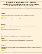 NURS 5315/ NURS5315  Final Exam – Advanced  Pathophysiology Review | UTA (Latest 2026/2027 Update)