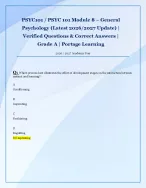 PSYC101 / PSYC 101 Module 8 – General  Psychology (Latest 2026/2027 Update) |  Verified Q&A
