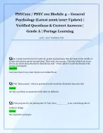 PSYC101 / PSYC 101 Module 4 – General  Psychology (Latest 2026/2027 Update) |  Verified Q&A