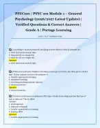PSYC101 / PSYC 101 Module 1 – General  Psychology (Latest 2026/2027 Update) |  Verified Q&A