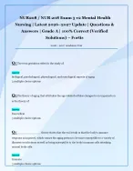 NUR208 / NUR 208 Exam 3 v2 Mental Health  Nursing | Latest 2026–2027 Update | Questions &  Answers