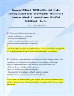 Exam 1: NUR208 / NUR 208 Mental Health  Nursing | Latest 2026–2027 Update | Questions &  Answers