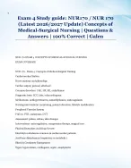 Exam 4 Study guide: NUR170 / NUR 170  (Latest 2026/2027 Update) Concepts of  Medical-Surgical Nursing | Questions &  Answers | 100% Correct | Galen