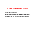 NRNP 6560 Final Exam (3 Versions, 300 Q & A, Latest-2025) / NRNP 6560N Final Exam / NRNP6560 Final Exam / NRNP-6560N Final Exam: Walden University | 100% Verified & Correct Q & A