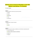 BIOL251: Human Anatomy & Physiology I w/Lab 2026 Module 4 Exam Review / 70+ questions
