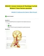 BIOL252: Human Anatomy & Physiology II w/Lab  Module 3 Exam Review questions  Module 3 Cardiovascul