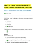 BIOL251: Human Anatomy & Physiology I  w/Lab Module 7 Exam Review / questions Module 7: Peripheral