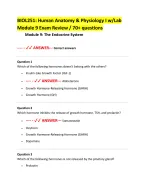 BIOL251: Human Anatomy & Physiology I w/Lab  Module 9 Exam Review / 70+ questions  Module 9: The En