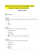 BIOL252: Human Anatomy & Physiology II w/Lab   Module 1 Exam Review questions  Module 1 Blood