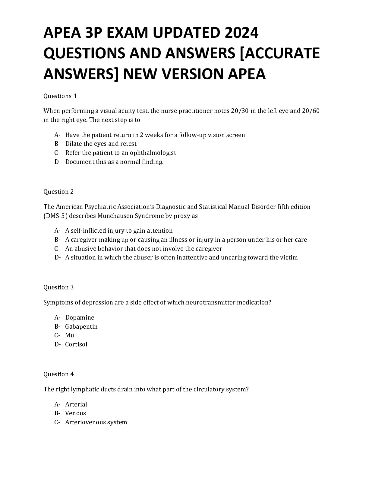 APEA 3P EXAM UPDATED 2024 QUESTIONS AND ANSWERS [ACCURATE ANSWERS] NEW ...