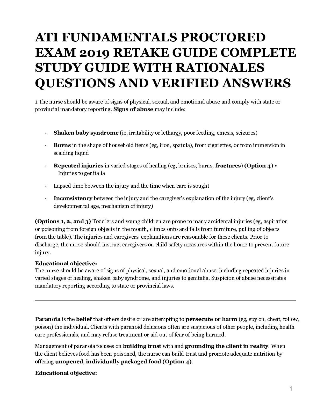 ATI FUNDAMENTALS PROCTORED EXAM 2019 RETAKE GUIDE COMPLETE STUDY GUIDE ...