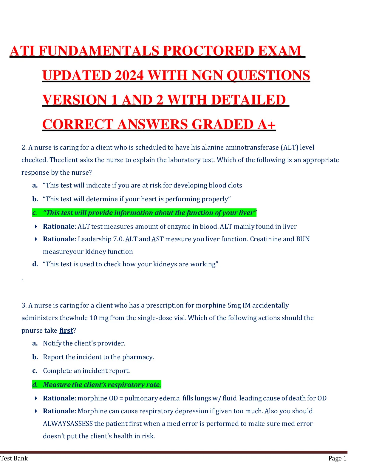 ATI FUNDAMENTALS PROCTORED EXAM UPDATED 2024 WITH NGN QUESTIONS VERSION ...