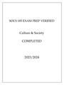 SOCS 185 EXAM PREP VERIFIED CULTURE & SOCIETY COMPLETED 20232024