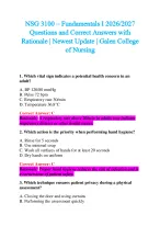 NSG 3050 – Transition to Nursing  2026/2027 Questions and Correct Answers  with Rationale | Newest