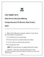 MGMT 6010 (MBA) Data Driven Decision Making Comprehensive FA Review 2025 (Qns & Ans