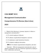 MGMT 5010 (MBA) Management Communication Comprehensive FA Review 2025 (Qns & Ans)