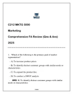MKTG 5000 (MBA) Marketing Comprehensive FA Review 2025 (Qns & Ans).