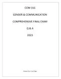 COM 316 GENDER & COMMUNICATION COMPREHENSIVE FINAL EXAM Q & A 2023